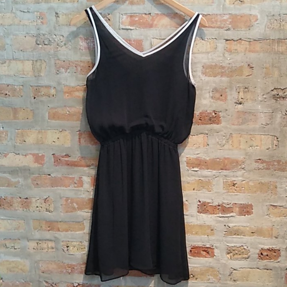 Express Black Dress with white piping
